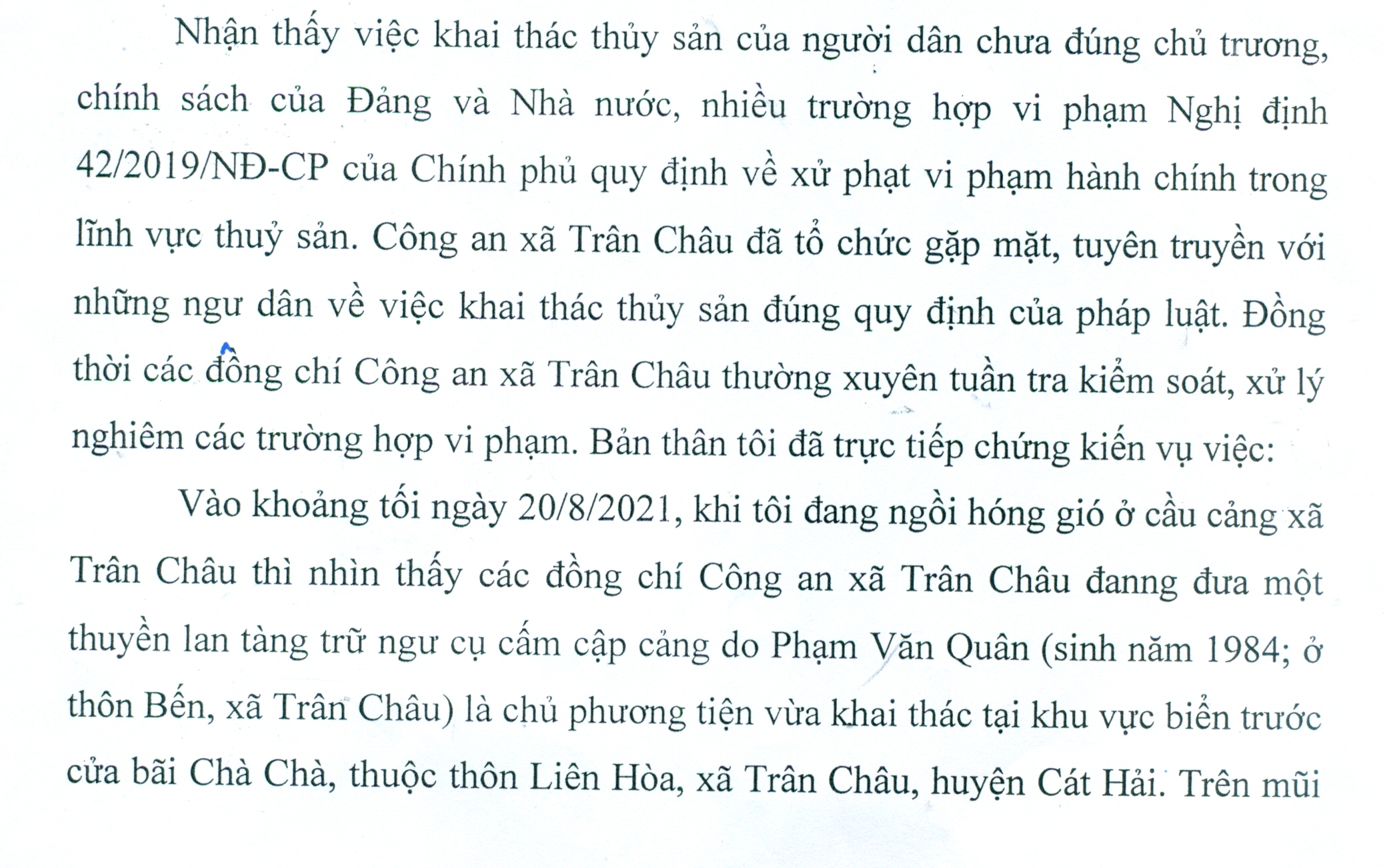Người dân  xã Trân Châu (Cát Hải) gửi thư cảm ơn